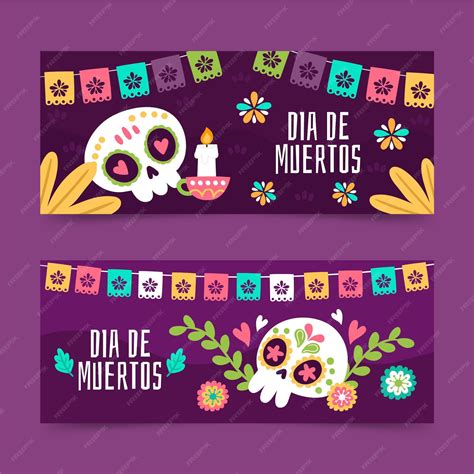 Plantilla De Banner Del Día De Muertos Vector Gratis