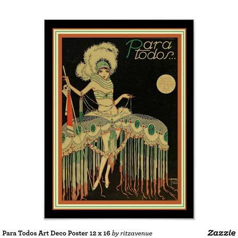 Para Todos Art Deco Poster 12 X 16 Art Deco Poster Art