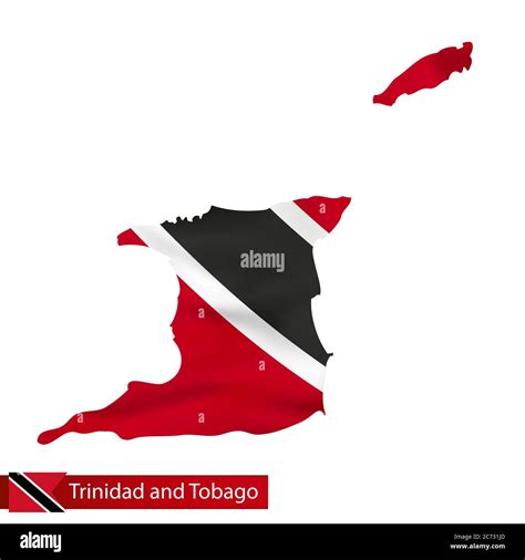 Trinidad And Tobago Map With Waving Flag Of Country Vector