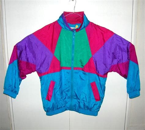 Vintage 80 S Windbreaker Jacket Colorful Neon Nu Rave