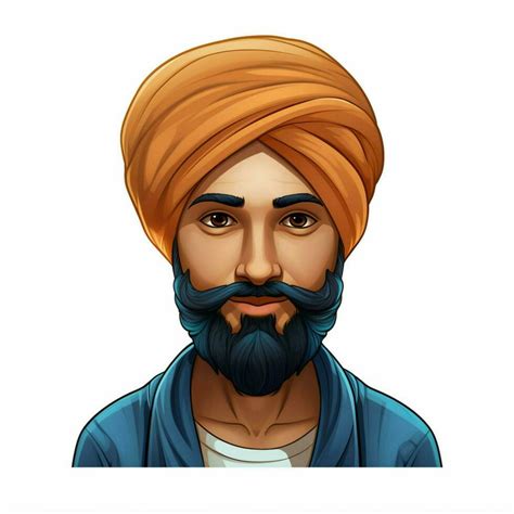 Person Wearing Turban 2d Cartoon Illustraton On White Back 30690911