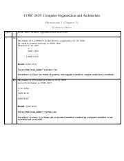 COA HW3 Answer Key Pdf COSC 2425 Computer Organization And