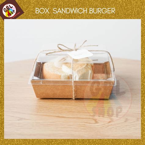 Jual Kotak Kue Mika 9x9 Box Burger Sandwich Donat Paper Box 10pcs