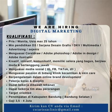 Loker Bandung Carissa Clinic We Are Hiring Digital Marketing