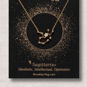 Sagittarius Sign Constellation Necklace With Crystals Celestial