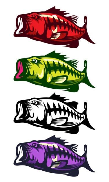 Einfache Bass Fisch Vektor Illustration Premium Vektor