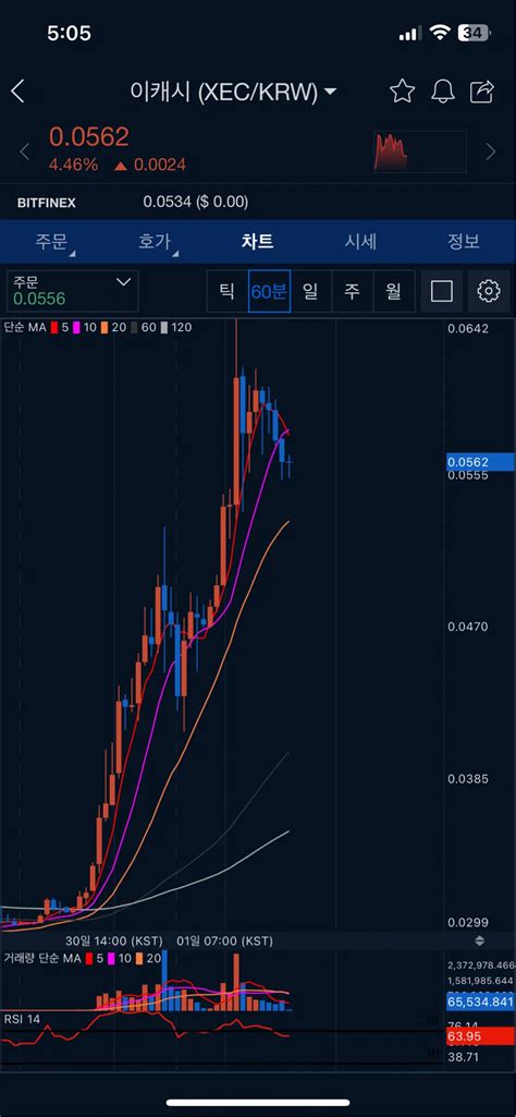 1시간봉 이캐시 코인니스