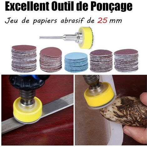 Lot de 100 Disques Abrasifs de Ponçage Ronds 25mm Papier Verre Auto