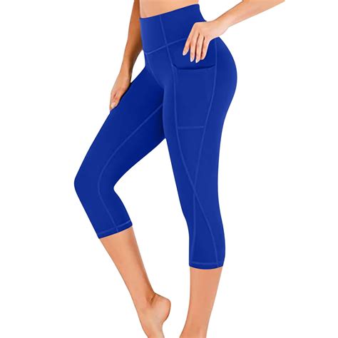 Wympdsvi Plus Size Capri Leggings With Pockets For Women High Waisted