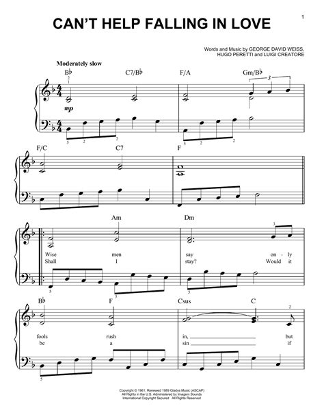 Cant Help Falling In Love Sheet Music Direct