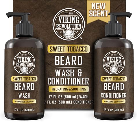 Viking Revolution Beard Wash And Beard Conditioner Set With Argan And Jojoba Oil Softens