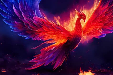 Premium Photo Phoenix Bird Flying In Flames