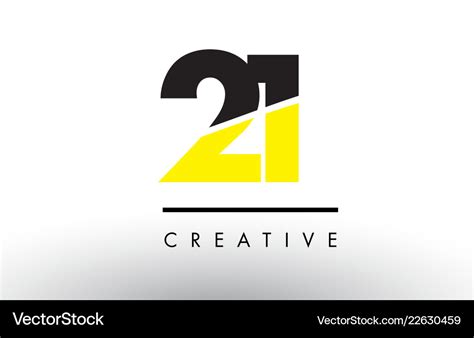 21 black and yellow number logo design Royalty Free Vector