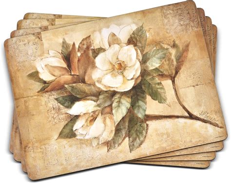 Pimpernel Sugar Magnolia Collection Placemats Set Of 4 Heat