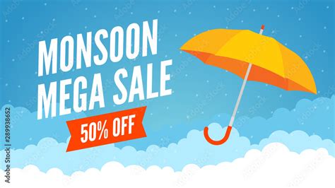 Vecteur Stock Monsoon sale offer rain season background. Rainy monsoon ...