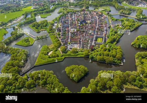 , historic center of the fortified town of Naarden, 09.05.2013, aerial ...