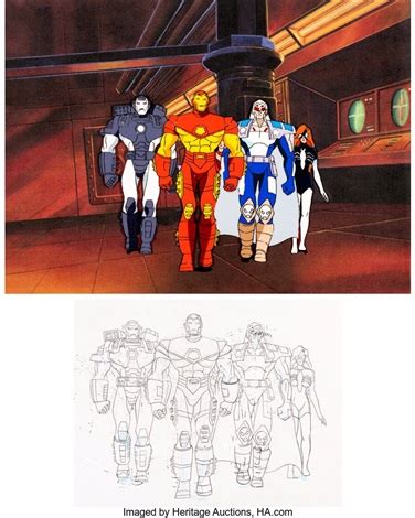 Iron Man War Machine Iron Man Century And Spider Woman Production Cel