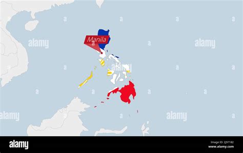 Filipinas Mapa Destacado En Filipinas Bandera Colores Y Pin De La