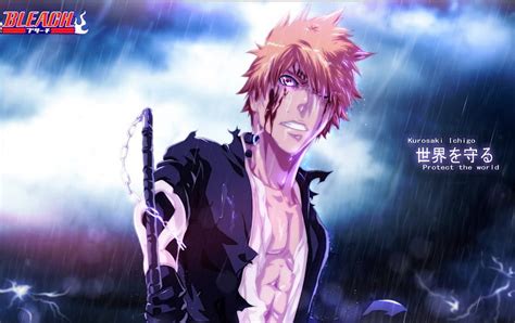 Ichigo Kurosaki Kimono Orange Hair Awesome Red Eyes Bleach