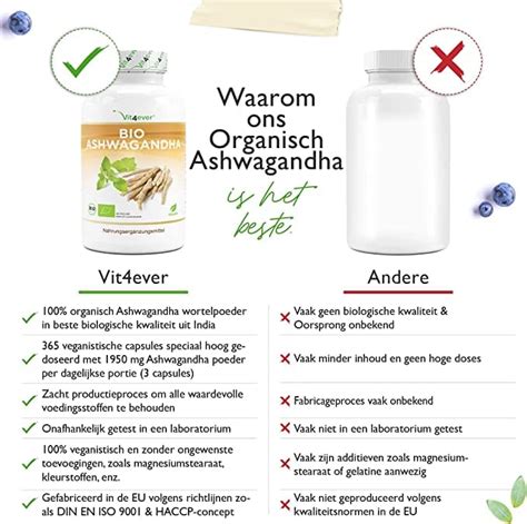 Biologische Ashwagandha 365 Capsules Jaar Voorraad Vit4ever