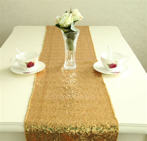 12108 Inch Cheap Gold Sequin Table Runners For Wedding Glitter Table Runner Custom Made Many