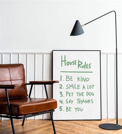 Green Poster House Rules Art Print Printable Art Trendy Etsy