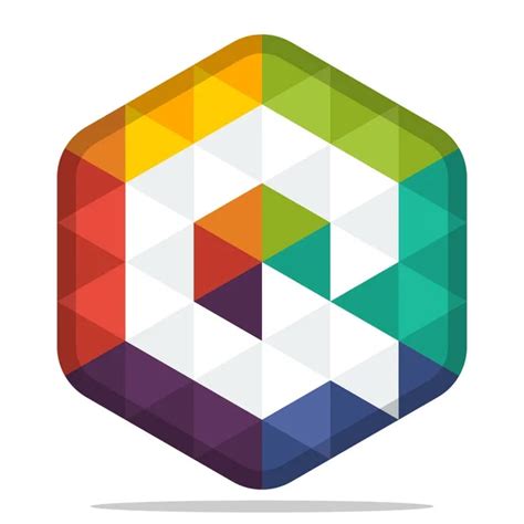 icono colorido logotipo hexágono con la combinación de las iniciales de