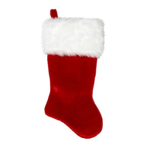 Northlight 20 In Red And White Plush Traditional Christmas Stocking