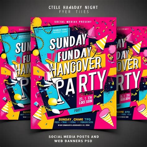 Sunday Night Hangover Party Flyer Social Media Post And Web Banner Psd Premium Ai Generated Image