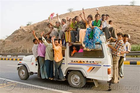 Overloaded Car Wedding Party On Mahindra Taxi Jeep India