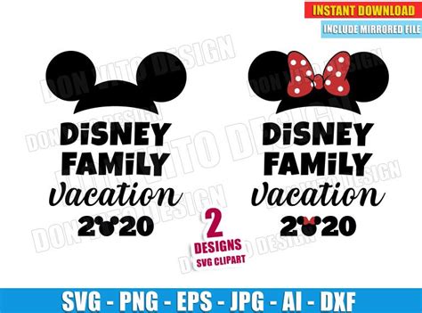 Disney Family Vacation 2020 (SVG dxf png) Mickey Minnie Mouse Cut File