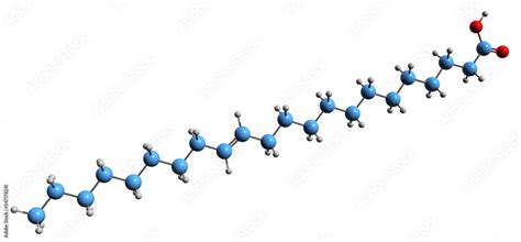 3D Image Of Erucic Acid Skeletal Formula Molecular Chemical Structure