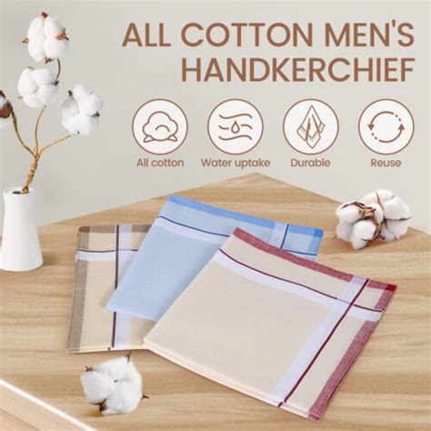 12pcs Men S Handkerchiefs Soft Cotton Gents Hankies Reusable Cotton Square Crebx Ebay