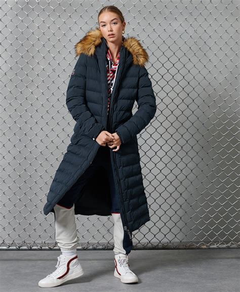 Womens Arctic Long Puffer Coat In Navy Superdry