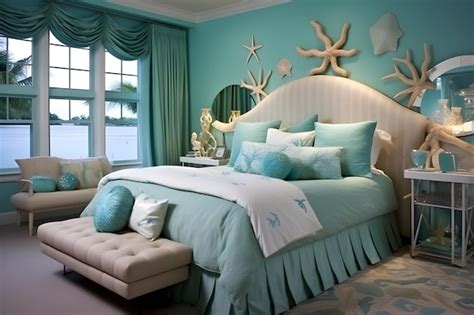 Premium Photo | Interior bedroom with the ocean sea theme concept can offer a tranquil and ...