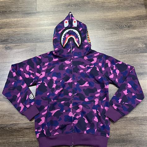 Bape Mens Purple And Black Hoodie Depop