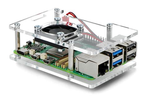 Obudowa Do Raspberry Pi 5 Otwarta Z Wentylatorem Przezroczysta