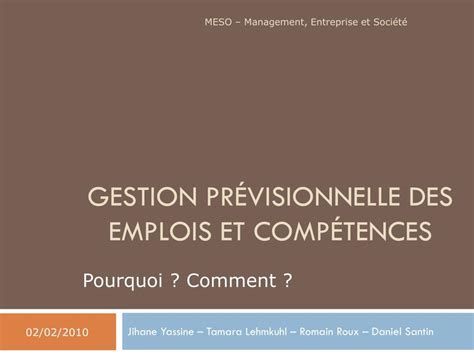 Ppt Gestion Pr Visionnelle Des Emplois Et Comp Tences Powerpoint