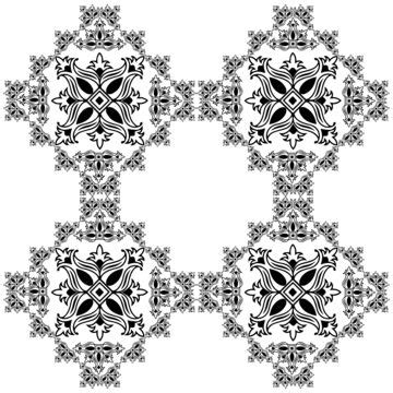 Damask Black And White Indian Repeat Pattern Textile Design Damask