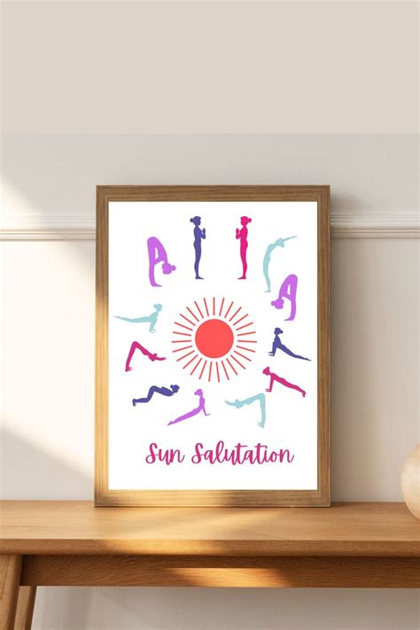 Sun Salutation Yoga Poster Surya Namaskar Print Poses Wall Art