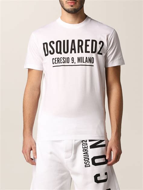 Dsquared2 Cotton T Shirt With Logo White Dsquared2 T Shirt