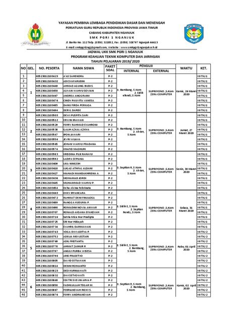 Jadwal Ukk Tkj Pdf