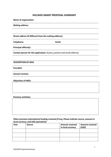 Grant Proposal Summary Template In Word And Pdf Formats