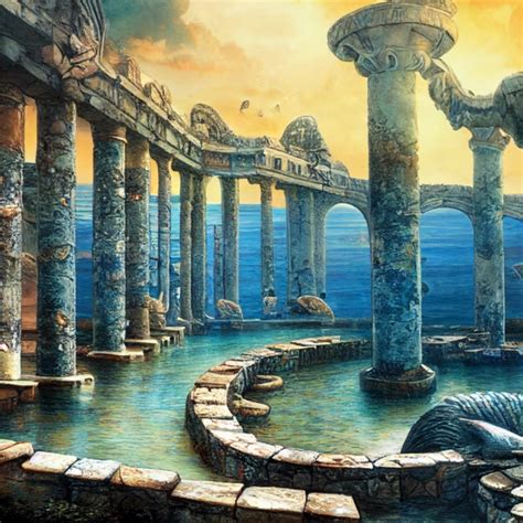 Sunken City Of Atlantis Broken Stone Home Of Midjourney