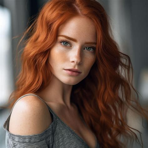 Premium Photo Photo Closeup Portrait Of Curly Redhead Woman With Blue