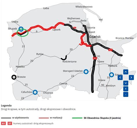 Mapa Budowa drogi ekspresowej S6 na odcinku Słupsk Bożepole Wielkie