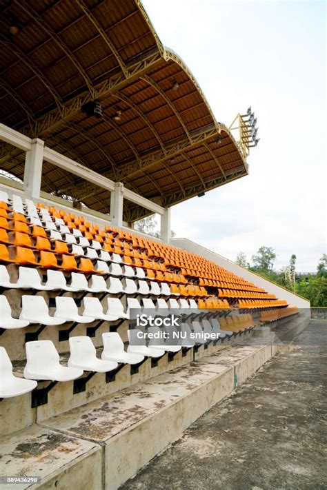 Orange And White Stadium Seat Stock Photo Download Image Now