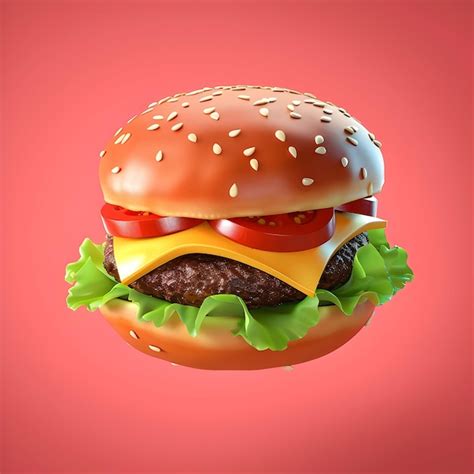 3d Render Fast Food Burger Icon Premium Ai Generated Image