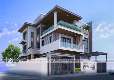 Thiết Kế Nhà Biệt Thự 3 Tầng 120m2 Hiện Đại Kiến Trúc Lê