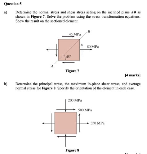 Solved Question A Determine The Normal Stress And Shear Chegg